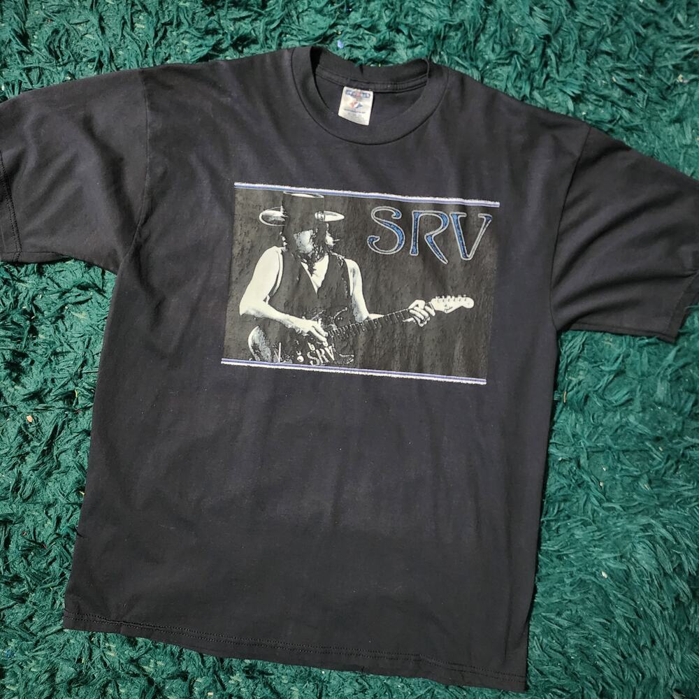 Vintage SRV Stevie Ray Vaughan Guitar Tee Black XL 90s Style